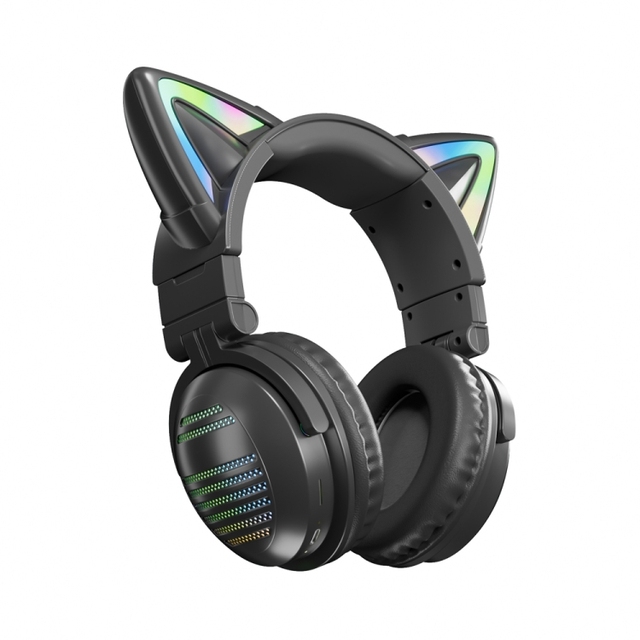 Hot Selling VJ371 Tuya RGB Cat Ear Wireless Earphone With Detachable Microphone Gaming Low Latency Cat Ear Headphone