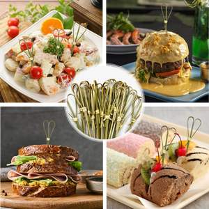 Cure-dents à cocktail jetables écologiques personnalisés avec brochettes de nœuds Design en bambou - Product Image 4