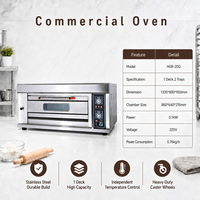 Four à sole au gaz commercial 1 sole 2 plateaux en acier inoxydable robuste de qualité industrielle pour boulangerie, pain et pizza, à commande par bouton