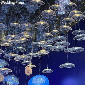 Accesorio de Boda para Decoración de Techo con Luces LED de Mariposa y Flores Colgantes para Banquete - Product Image 1