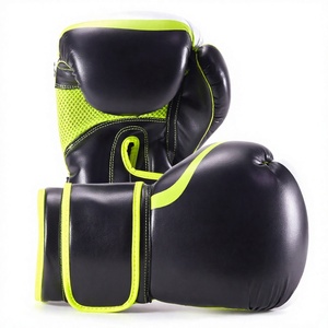 Guantes de Boxeo de PU Negros y Verde Lima para Entrenamiento, Diseño Duradero, Uso en Todas las Estaciones - Product Image 4