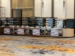 Tốt nhất bán có thể gập lại di động tự chọn Bảng và phục vụ trạm nhà hàng đá cẩm thạch hàng đầu với bánh xe - Product Image 4