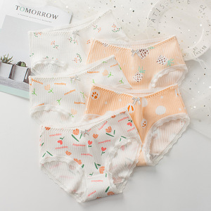 Wholesale Comfortable Mid Waist Underwear Breathable Underpants Soft Loveliness Briefs Women's Girl Knickers <strong>Frilly</strong> Underwear - Product Image 1