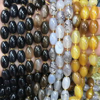 Manik-manik Batu Agate Pelangi Alami Baru 8x12mm, Batu Agate Turmalin Multi-warna untuk Pembuatan Perhiasan Wanita DIY