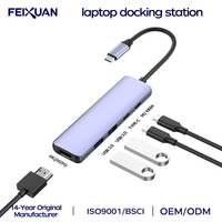 Station d'accueil USB-C 5 en 1, hub multiport, 4K 60Hz, Ethernet Gigabit RJ45, alimentation PD 100W, port USB3.0 pour ordinateur portable PC