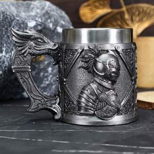 European Medieval Warrior Beer <b>Mug</b> Creative Vintage Warrior <b>Large</b> Capacity Retro <b>Mug</b> Warrior and Dragon - Product Image 1