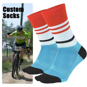 Custom Design Crew Sports Athletic <b>Socks</b> Stripped Colorful Aero Flow Cycling <b>Socks</b> for <b>Men</b> Women - Product Image 2