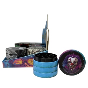 <b>Herb</b> <b>Grinder</b> 63mm Round Zinc Alloy Magnetic Lid Dry <b>Herb</b> <b>Grinder</b> with Colorful Cartoon Design for Smoking Accessories - Product Image 2