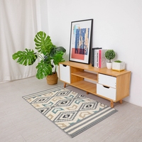 Geometrisches Muster Schlingenflor Polypropylen Teppich Rutschfest Verschleißbeständig Mehrfarbiger Teppich für Wohnzimmer Schlafzimmer Flur