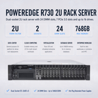 Serveur Rack R730 R750 R730xd R720 R740xd 2U avec Alimentation Redondante pour NAS, Web, IA, Petites Entreprises, Sécurité Réseau, DNS