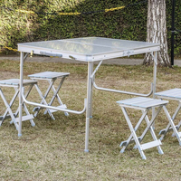 Ensemble table et chaises pliantes en aluminium portable, léger, pour le camping, le pique-nique, les repas en plein air
