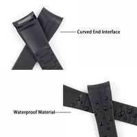 Bracelet de montre en caoutchouc TPU à extrémités courbes avec boucle déployante pour Rolex Submariner 21 mm, bracelet en silicone pour homme et femme