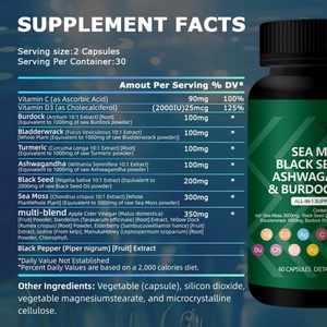 Factory Customized <b>Organic</b> Extract Supplement SEA MOSS BLACK SEED OIL ASHWAGANDHA BURDOCK ROOT <b>Capsules</b> Immune Support - Product Image 5