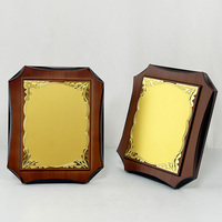 Plaque en bois avec plaque en aluminium doré et cristal, plaque de récompense en bois MH-MJ0784