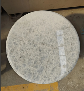 طاولات حجر رخامية بيضاء طبيعية من OEM بشكل دائري مع أرجل خشبية - Product Image 6