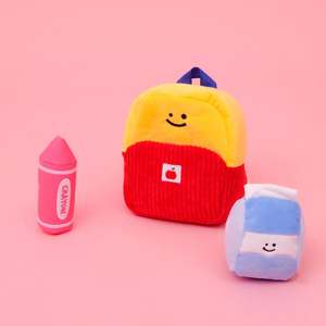 BB gıcırtılı bulmaca ses pet peluş oyuncak Beejay kore okul çantası süt kalem üç parçalı set interaktif saklambaç köpek oyuncak - Product Image 3