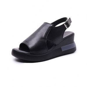 Sandali Estivi da Donna YZ Yongge con Tacco Spesso in Morbida Pelle, Design a Becco di Pesce, Scarpe con Suola Rialzata in Spugna - Product Image 2
