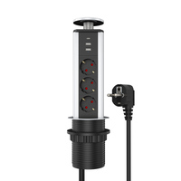 Enchufe de escritorio alemán oculto de 3 vías con cargador USB inalámbrico / Enchufe emergente para mesa de conferencias de oficina