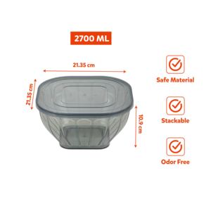 2700ML Square PP Plastic Food <b>Storage</b> <b>Container</b> Flip Top Lid <b>Stackable</b> Dishwasher Safe Eco-Friendly Large Capacity for Kitchen - Product Image 2