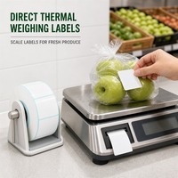Rouleau d'étiquettes thermiques directes personnalisées, autocollantes, découpées, pour reçus de point de vente, impression de codes-barres, fournisseur en gros OEM/ODM