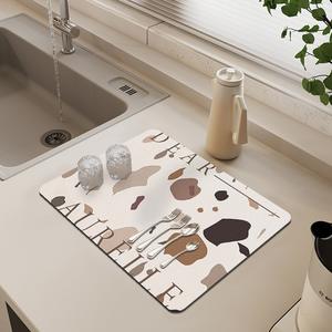 Tapis de drainage pour comptoir de cuisine, rectangulaire, 30x40cm, 40x60cm, antidérapant, absorbant, en fibre de polyester, motif abstrait - Product Image 2