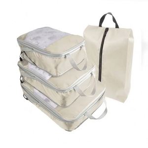 Bolsa Organizadora de Equipaje de Viaje Plegable de Poliéster Ligero y Moderno, Cubos de Embalaje de Compresión de Malla Portátiles para Zapatos - Product Image 4