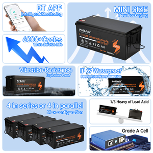 Batterie 12,8 V 300 Ah 3840 Wh, batterie au phosphate de fer et de lithium 12 V, stockage d'énergie, IP67 pour solaire/camping-car, charge/décharge 200 A, LL-128300 H - Product Image 6