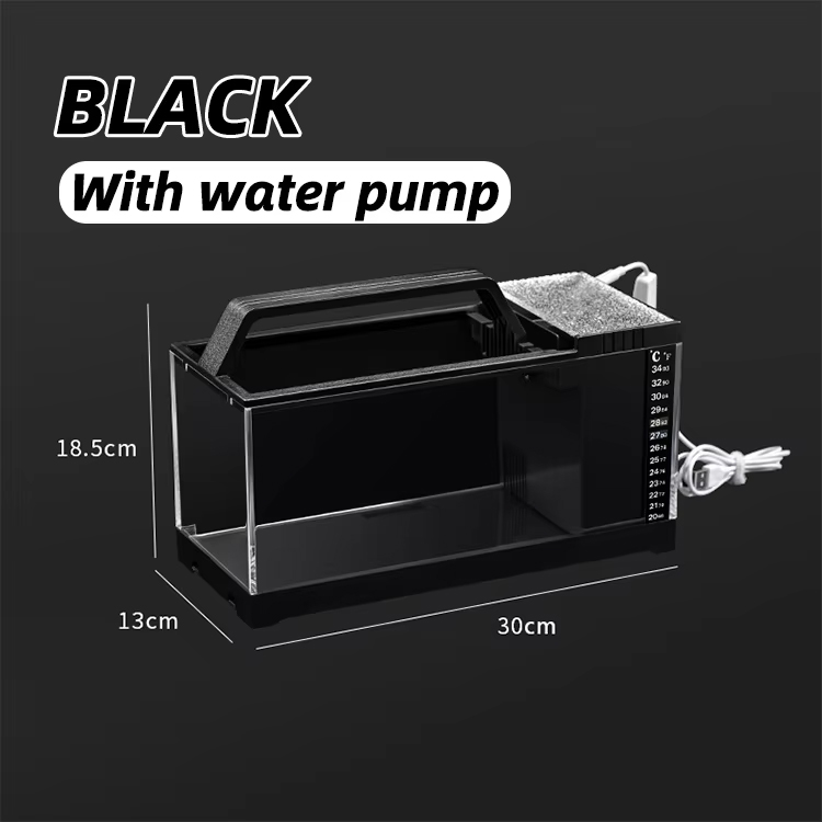 Réservoir de poissons noir + pompe à eau