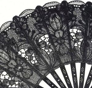 Abanico de mano portátil al por mayor, de encaje, estilo floral pintado, plegable, de plástico, para baile - Product Image 4