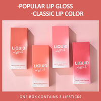 Matte 3-Color Air Velvet Lipstick Lip Gloss Set Waterproof Non-Stick Long Lasting Cream Formula for Makeup Gift for Cosmetics