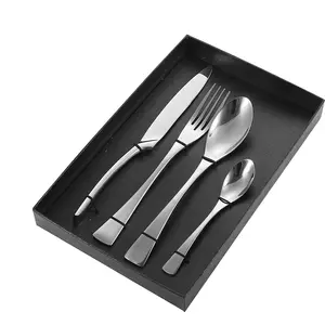 Hotel Restaurant Wedding Gold Plated Cutlery Flatware Set Stainless Steel Cutlery With Gift Box