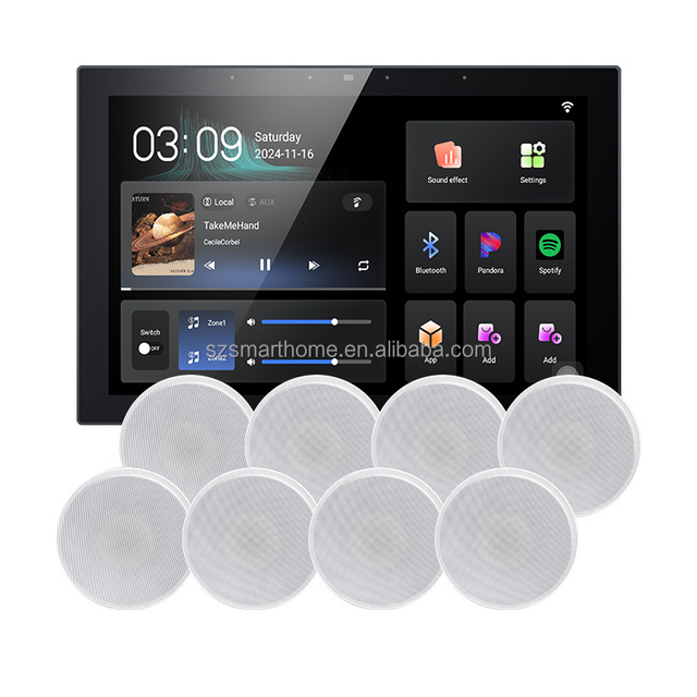 10 Inch IPS Touch Screen 5G WiFi ZigBee Gateway 8 Channel Speaker Home Villa Smart Background Music Host