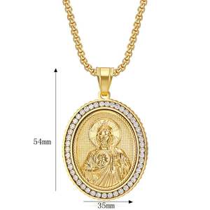 Jehovah เพชรฮิปฮอปศาสนาคริสเตียนเหรียญ PVD สแตนเลสเครื่องประดับแฟชั่นสร้อยคอจี้ชุบทอง18K สำหรับผู้หญิง - Product Image 1