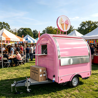Remorque à glaces ronde rose sur mesure de 7,5 pieds, chariot alimentaire mobile entièrement équipé, camion de concession commercial pour la restauration et les événements
