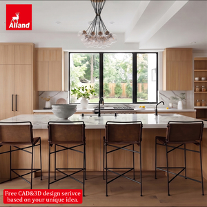 Armoires de cuisine sur mesure Alland, design minimaliste de Dubaï, en chêne blanc scié sur mesure, avec accessoires - Product Image 1