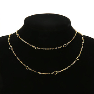 Cuentas doradas <span class=keywords><strong>de</strong></span> acero inoxidable en forma <span class=keywords><strong>de</strong></span> corazón con cadena <span class=keywords><strong>de</strong></span> amor para hacer joyas Diy suministros para manualidades - Product Image 2