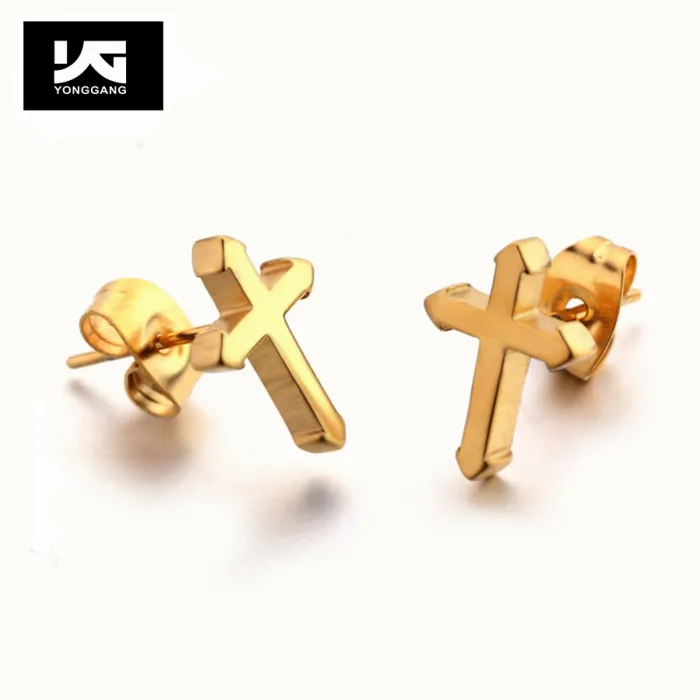 Großhandel Winzige kleine Kreuz Ohr stecker Ohrring Edelstahl Unisex Männer Frauen Kreuz Piercing Ohrringe Schmuck