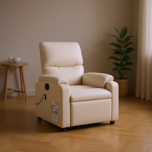 Sillón Reclinable de Masaje de Tela Crema, Masaje Corporal Completo, Uso Doméstico, Enchufable, 110-240v - Product Image 2