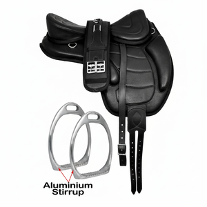 FREEMAX Selles en cuir synthétique noir léger et polyvalent Selles en cuir souple sans arbre de style occidental Équipement pour chevaux par tous les temps - Product Image 1