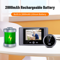 Rehent - Videoportero con Visión Nocturna IR, Audio Bidireccional, 2000 mAh, Ángulo de Visión Amplio de 90 Grados, Carcasa de Seguridad, Mirilla Digital para Puerta, Seguridad para el Hogar