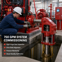 Système de pompe à incendie électrique diesel à turbine verticale de 750 GPM pour réservoir d'eau d'incendie souterrain