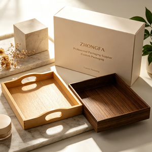 Plateau de service en bois de hêtre personnalisé avec finition vernie, plateau de présentation alimentaire moderne en bois, vente en gros OEM, fabriqué au Vietnam - Product Image 1