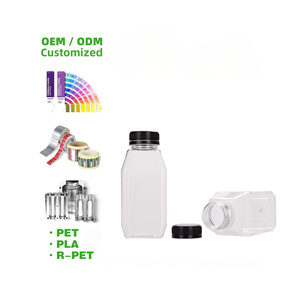 Tùy chỉnh hình vuông rỗng nhựa nước giải khát chai một thời gian với nắp 300ml bán buôn rõ ràng độc đáo chai nhựa cho Soda - Product Image 2