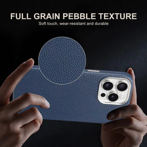 Top Grain pelle avvolta custodia senza fili ricarica labbra protezione Custom in metallo pulsanti comandi per iPhone 16 16pro 16 plus - Product Image 5