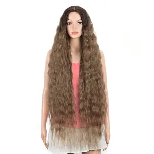 अनुसूचित जनजाति फैक्टरी थोक उच्च गुणवत्ता फैशनेबल घुंघराले Wigs सिंथेटिक बाल के साथ फैशन महिलाओं के लिए सिलाई बालों का रंग सिंथेटिक विग