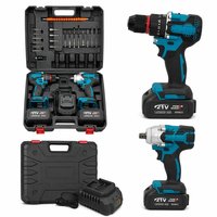 Kit perceuse-visseuse sans fil 21 V à batterie lithium, 2 vitesses, sans balais, avec clé à chocs, qualité professionnelle, longue durée de vie