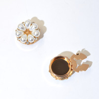 Boutons de manchette tendance en perles florales, forme de pétale de tortue, en métal électroplaqué