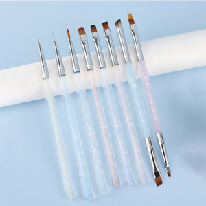 Pinceau à ongles double embout pour manucure, stylo de photothérapie en silicone pour motifs floraux, pinceau plat en poils synthétiques avec virole ondulée, outil de nail art - Product Image 1