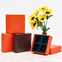 Boîte cadeau en carton rigide de luxe avec séparateurs, 4 compartiments, pour chocolats, bonbons, dattes, petite boîte à chocolat, personnalisable avec logo