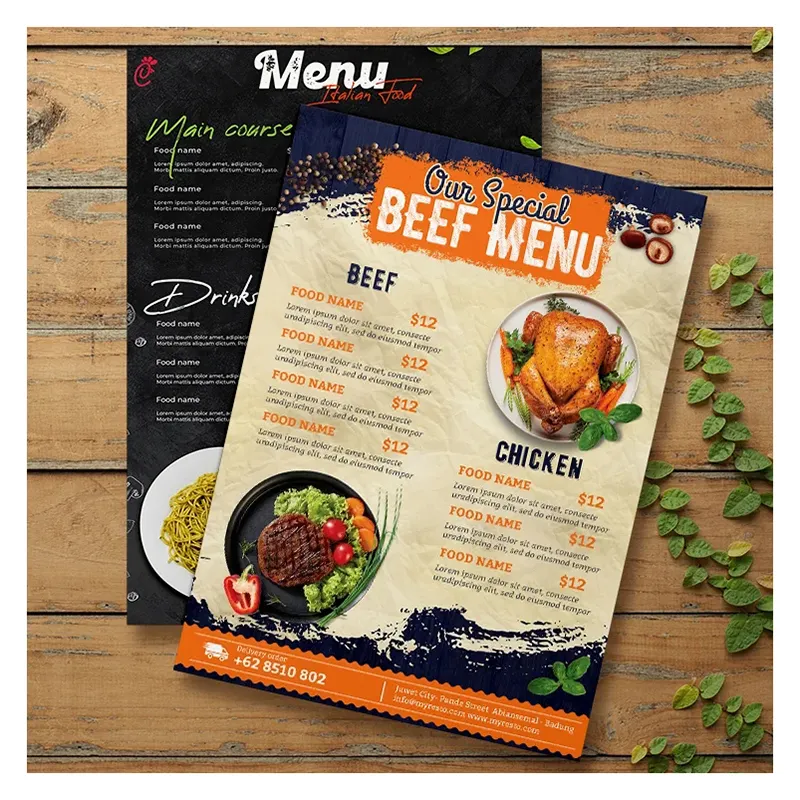 Печать услуги дизайн на заказ вынести еду меню ресторана, плакат для ресторана